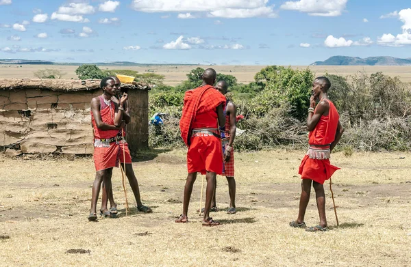 Masai Mara Kenya Maio Retrato Homem Africano Aldeia Tribo Masai — Fotografia de Stock