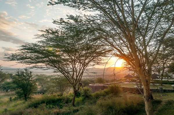 Zachód Słońca Ngorongoro Dolina Tanzanii — Zdjęcie stockowe