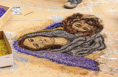 Bahçe çiçek yaprakları La Orotava Tenerife Adası ile.