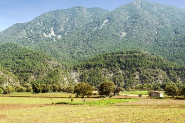 Arka planda Pirene Dağları ile Katalonya Dağları.