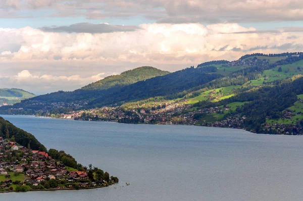 Lago Murren Suíça Dia Nublado — Fotografia de Stock