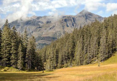 Bulutlu bir günde İsviçre 'deki Murren Dağları