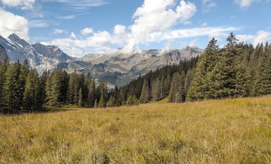 Bulutlu bir günde İsviçre 'deki Murren Dağları