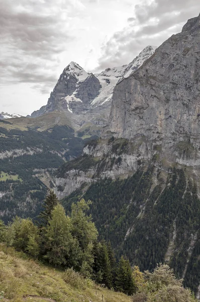 Bulutlu Bir Günde Sviçre Deki Murren Dağları — Stok fotoğraf