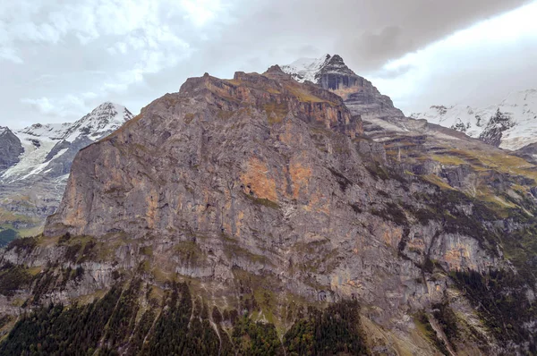 Murren Der Schweiz Einem Bewölkten Tag Stockbild