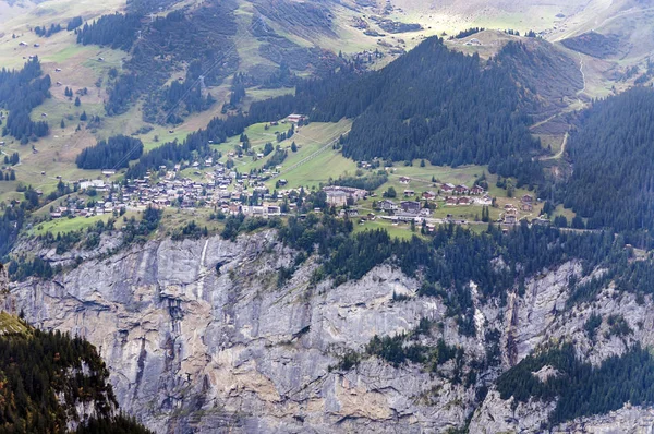 Montagnes Murren Suisse Par Une Journée Nuageuse — Photo