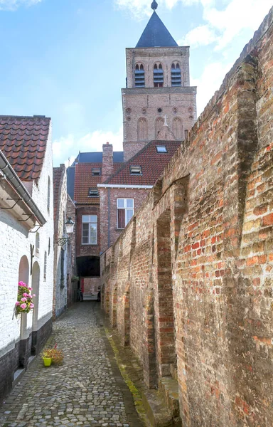 Strade Bruges Belgio Con Sue Facciate Stile Medievale Una Giornata — Foto Stock