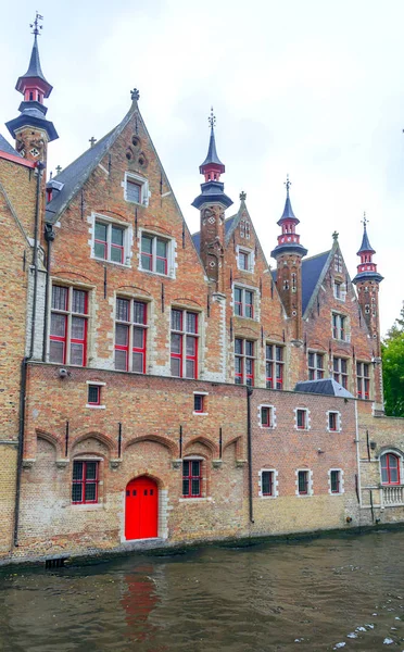 Strade Bruges Belgio Con Sue Facciate Stile Medievale Una Giornata — Foto Stock