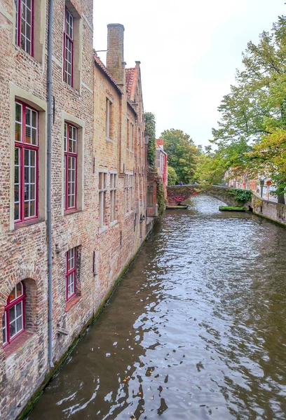 Strade Bruges Belgio Con Sue Facciate Stile Medievale Una Giornata — Foto Stock