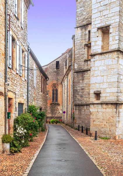 Aldeia Medieval Aquitânia Com Suas Casas Pedra Sul França Dia — Fotografia de Stock