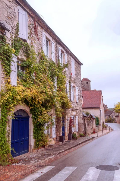 Aldeia Medieval Aquitânia Com Suas Casas Pedra Sul França Dia — Fotografia de Stock