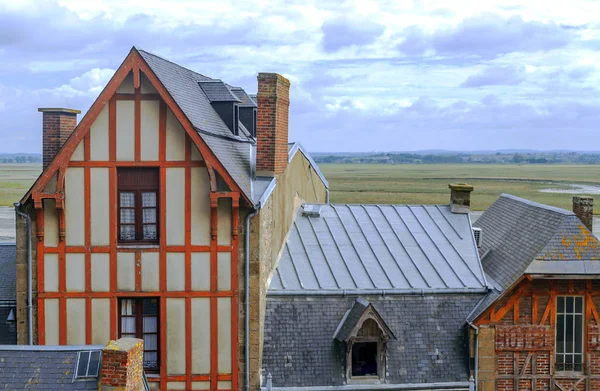 Monte Sant Michael Normandiai Régióban Francia Bretagne Egy Felhős Napon — Stock Fotó