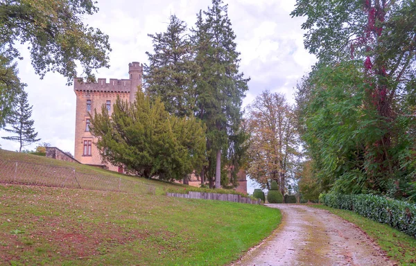 Pueblo Medieval Aquitania Con Sus Casas Piedra Sur Francia Día —  Fotos de Stock