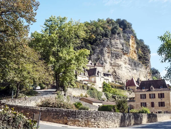 Medieval Village Aquitaine Its Stone Houses South France Cloudy Day — Stock Photo, Image