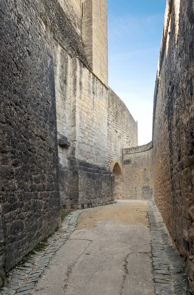 Pueblo Medieval Aquitania Con Sus Casas Piedra Sur Francia Día —  Fotos de Stock