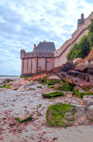 Monte Sant Michael Normandiai Régióban Francia Bretagne Egy Felhős Napon — Stock Fotó