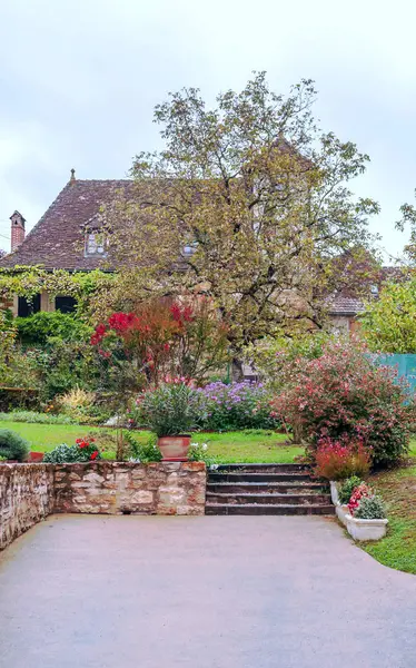 Aldeia Medieval Aquitânia Com Suas Casas Pedra Sul França Dia — Fotografia de Stock