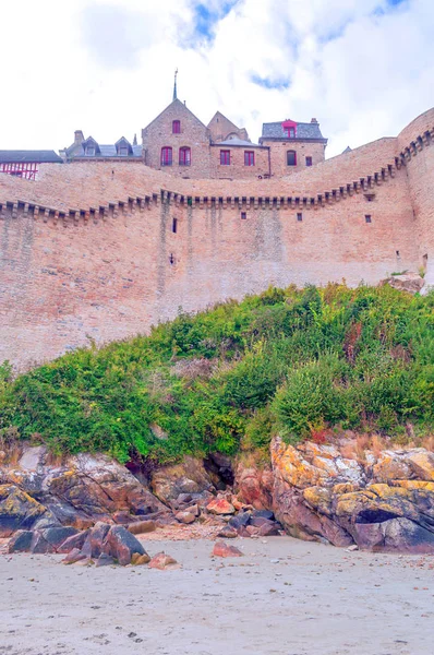 Monte Sant Michael Der Normandie Der Französischen Bretagne Einem Bewölkten — Stockfoto