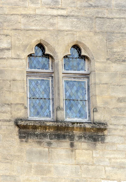 Старі Кам Яні Фасади Вікнами — стокове фото