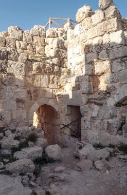Güneşli bir günde Ürdün Ajlun kalesinin.