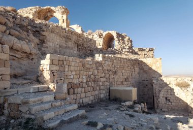 Jordan Shobak çöl içinde antik kale kalıntıları