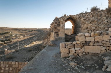 Jordan Shobak çöl içinde antik kale kalıntıları