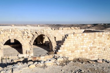 Jordan Shobak çöl içinde antik kale kalıntıları