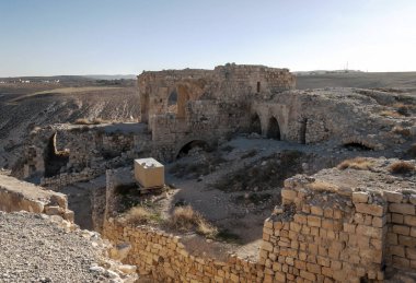 Jordan Shobak çöl içinde antik kale kalıntıları