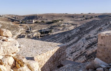 Jordan Shobak çöl içinde antik kale kalıntıları