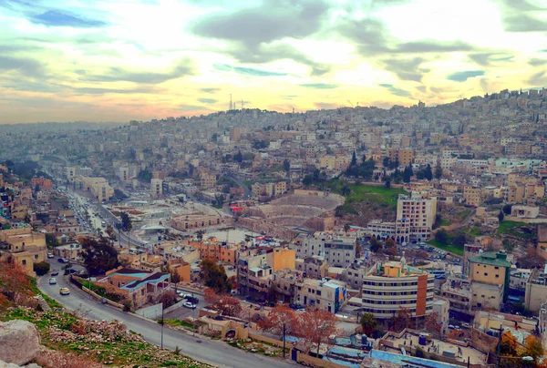 Amman Jordania Febrero 2015 Vista Aérea Ammán Capital Jordania Día — Foto de Stock