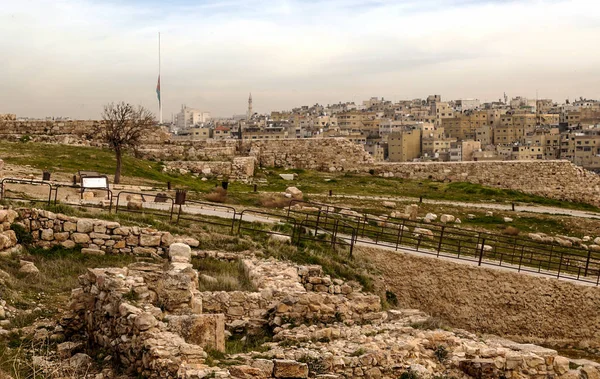 Veduta Aerea Amman Capitale Della Giordania Una Giornata Nuvolosa — Foto Stock