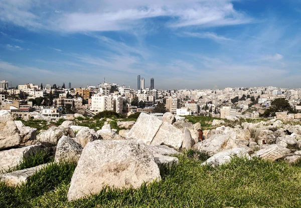 Restos Arqueológicos Romanos Ammán Capital Jordania Día Nublado — Foto de Stock