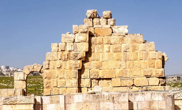 Restes Archéologiques Romains Jerash Jordanie Par Une Journée Ensoleillée — Photo