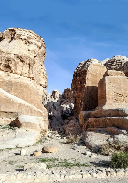 Petra Giordania Febbraio 2015 Turisti Petra Giordania Petra Importante Sito — Foto Stock