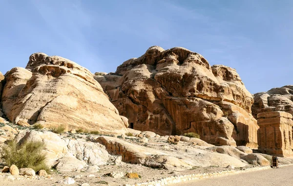 Ruínas Antiga Cidade Petra Jordânia Petra Importante Sítio Arqueológico Jordânia — Fotografia de Stock