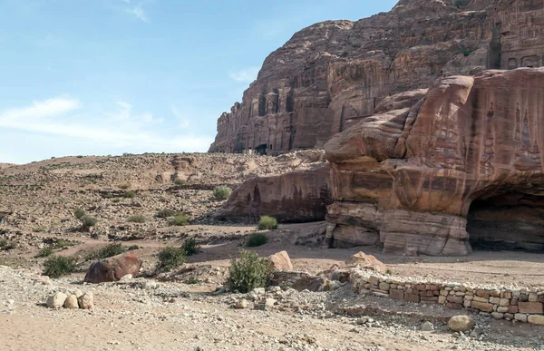 Ruïnes Van Oude Stad Petra Jordanië Petra Een Belangrijke Archeologische — Stockfoto