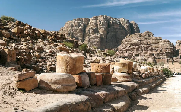 Ruïnes Van Oude Stad Petra Jordanië Petra Een Belangrijke Archeologische — Stockfoto