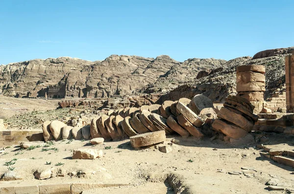 Ruiny Starověkého Města Petry Jordánsku Petra Důležitá Archeologická Lokalita Jordánsku — Stock fotografie