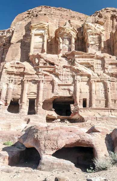 Ruines Ancienne Ville Petra Jordanie Petra Est Site Archéologique Important — Photo