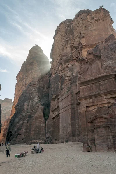 Petra Jordanien Februari 2015 Turister Petra Jordanien Petra Viktig Arkeologisk — Stockfoto