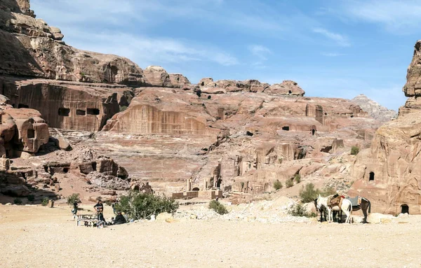 Petra Giordania Febbraio 2015 Turisti Petra Giordania Petra Importante Sito — Foto Stock