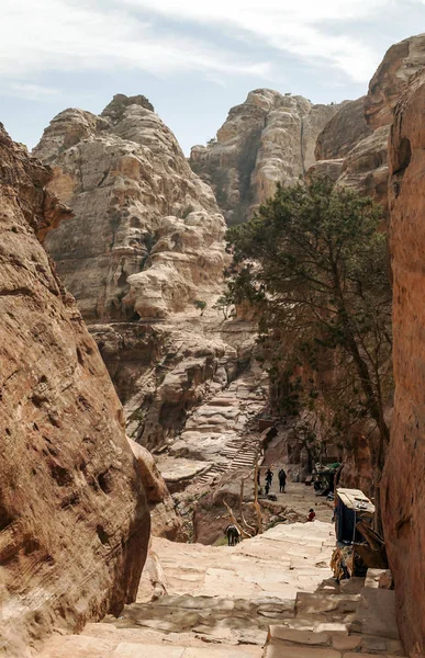Petra Jordanië Februari 2015 Toeristen Petra Jordanië Petra Een Belangrijke — Stockfoto