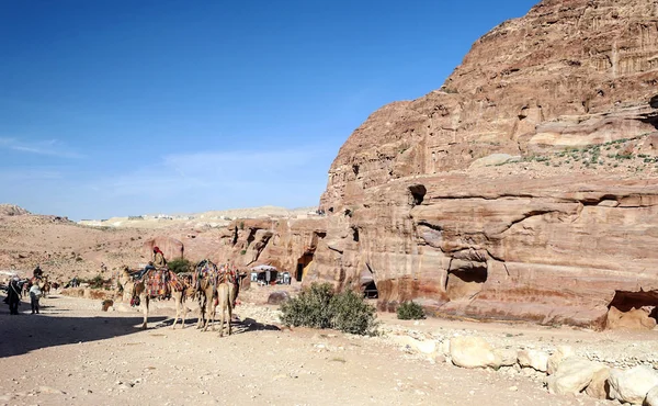 Petra Jordania Febrero 2015 Turistas Petra Jordania Petra Sitio Arqueológico — Foto de Stock