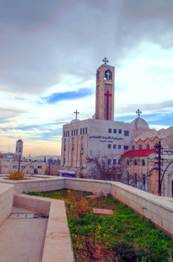 Amman, Ürdün-Şubat 2015. Jordan Asya başkenti Amman bulutlu bir günde.