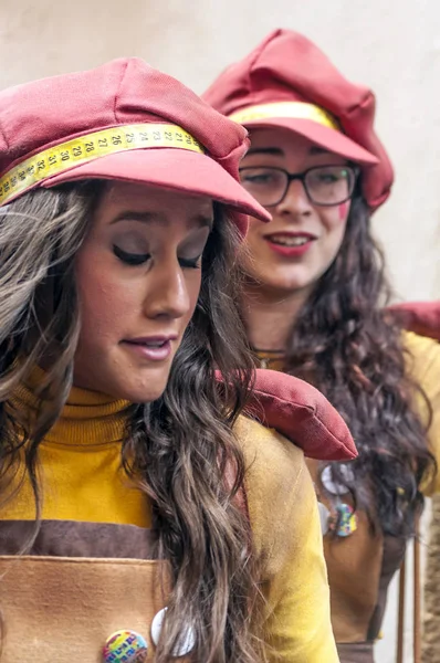 Cadiz Andalusien Spanien Februar 2015 Anonyme Menschen Verkleidet Singen Karneval — Stockfoto