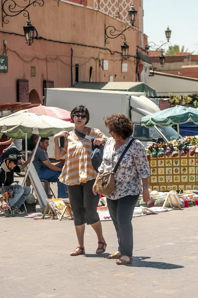 Marrakesh Marruecos Julio 2015 Calles Marrakech Con Gente Anónima Caminando — Foto de Stock