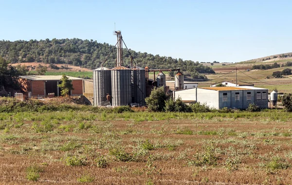 Pueblo Rural Norte España Rodeado Campos Cultivados Día Soleado — Foto de Stock