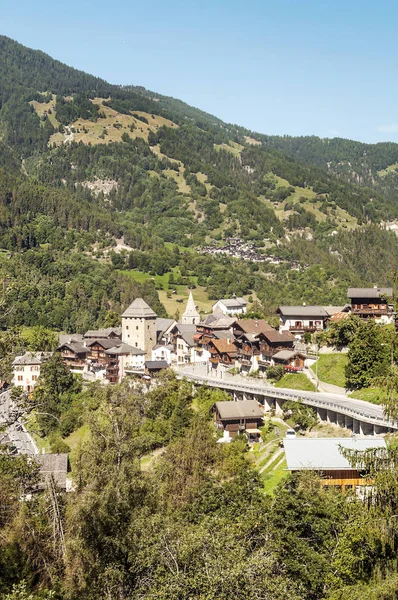 Casas Madera Los Prados Los Alpes Suizos Valle Saint Luc — Foto de Stock
