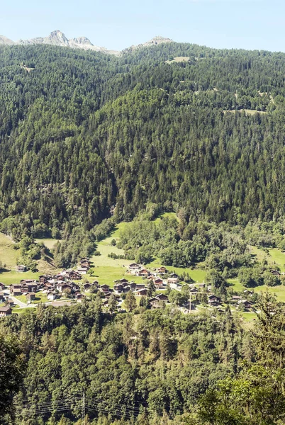 Bergen Van Zwitserse Alpen Vallei Van Saint Luc Een Zonnige — Stockfoto