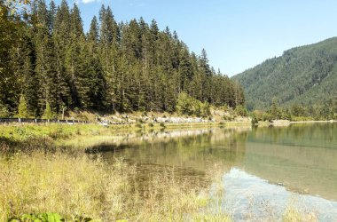 Gosau göl güneşli bir Avusturya Alpleri.